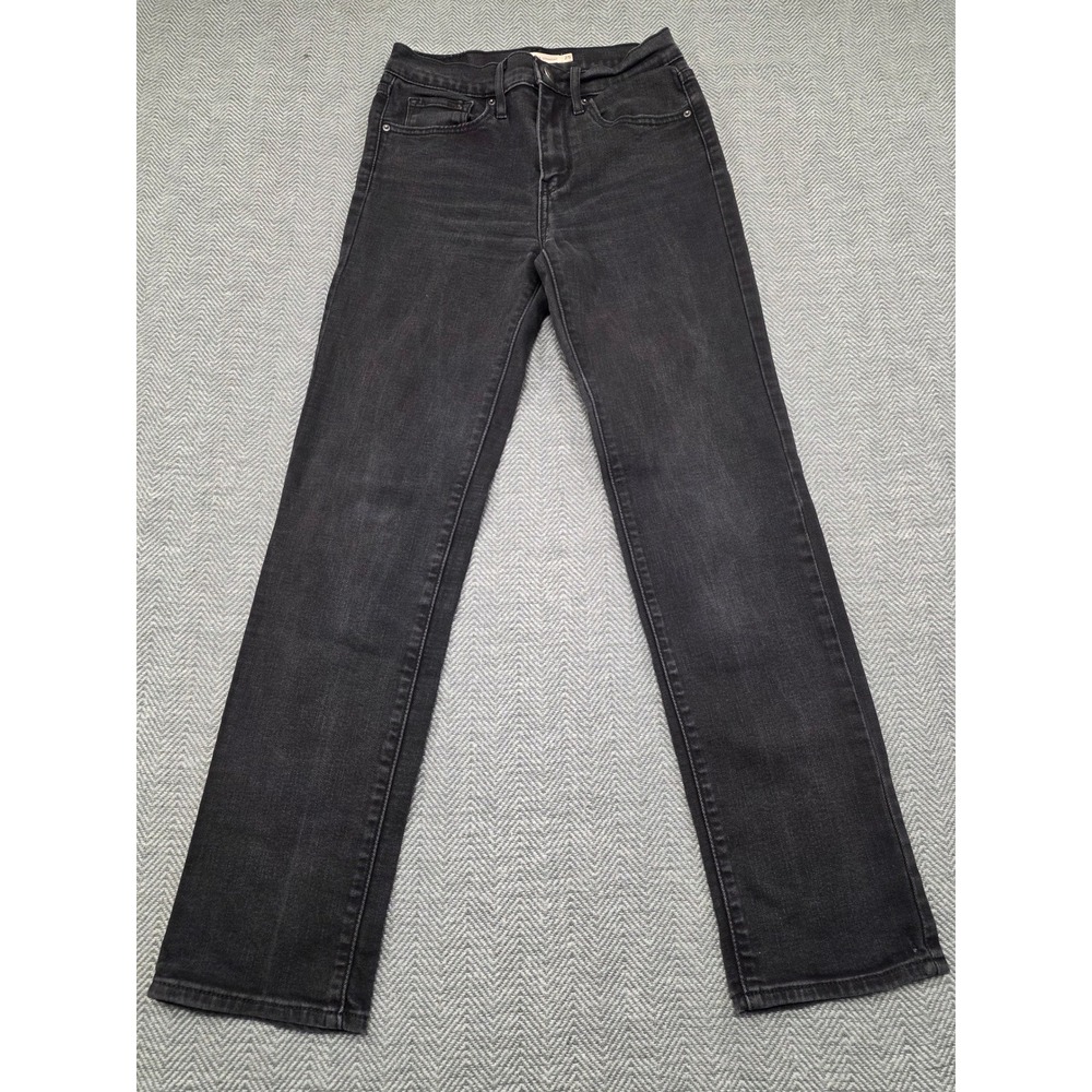 Levis 724 High Rise Straight Jeans Womens 25 Faded Black Denim Pants‎ 18883-0016